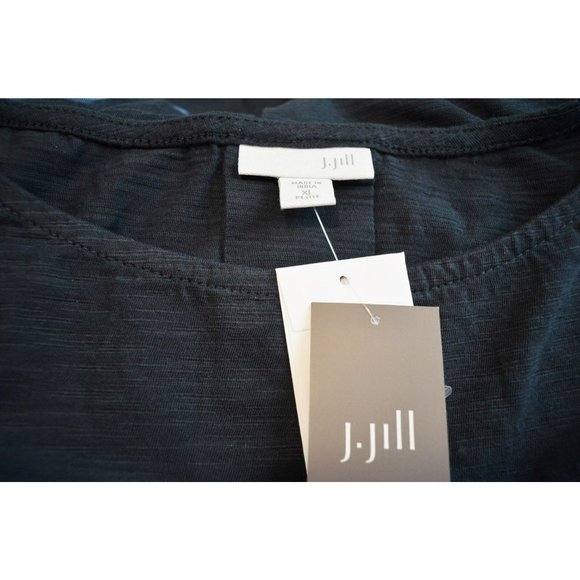 J Jill Top XL NEW Navy Blue Button Tab Sleeve Tunic Relaxed Generous Fit - Picture 2 of 9